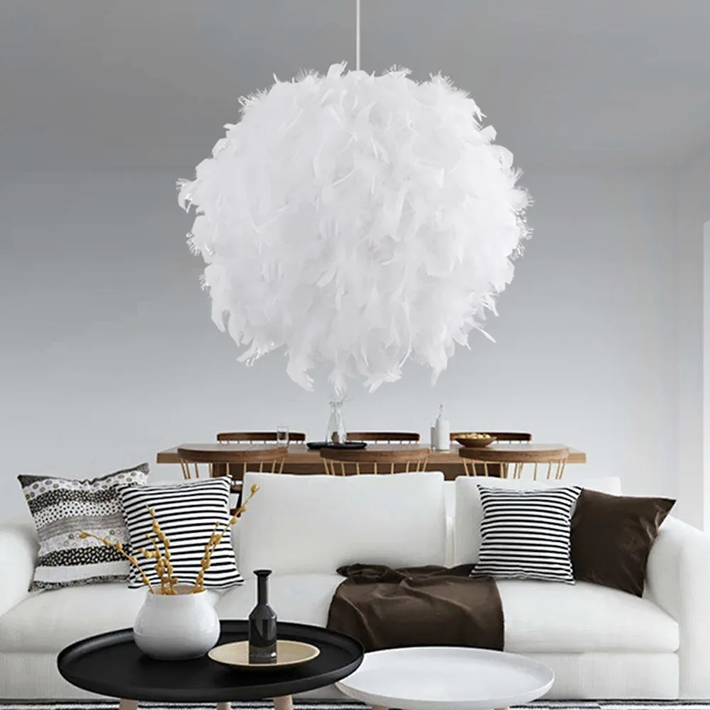 Feather Chandelier Simple Modern Dreamlike Droplight LED Ceiling Light for Living Room Bedroom Dining Room