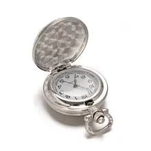 Карманные кварцевые часы из сплава скульптуры 10 шт., платина, ширина около 36 мм, Длина 46 мм, толщина 14 мм, отверстие: 6x11,5 мм; циферблат часов: 25 мм