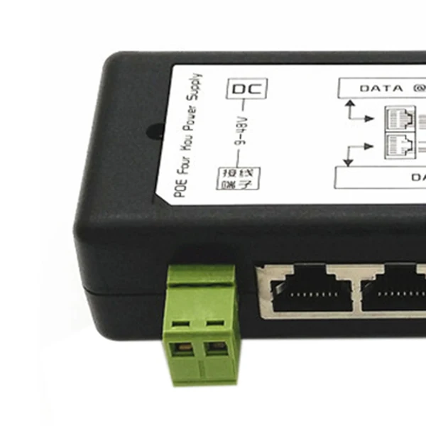 4 порта Poe Инжектор Poe адаптер питания ethernet блок питания Pin 4,5(+)/7,8(-) Входной Dc12V-Dc48V для ip-камеры