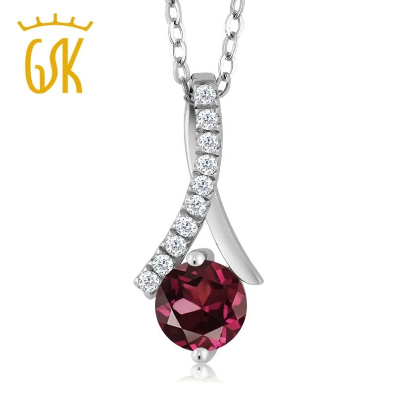 Природных драгоценных камней 925 Sterling Silver 1.15 ct Круглый красный родолит гранат