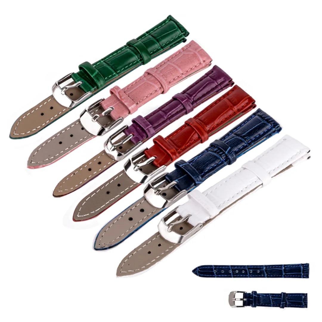 12/14/16/18/20/22mm Genuine Leather Watchbands Candy Color Fashion Wristwatch Band Watch Strap Wristband Watches Accessories