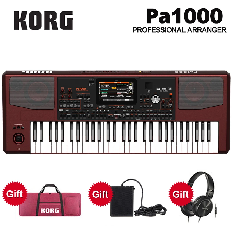 [Tax-Free] Korg PA1000 61-Key Professional Arranger клавиатура с сенсорным экраном, универсальная поддерживающая педаль, наушники и сумка