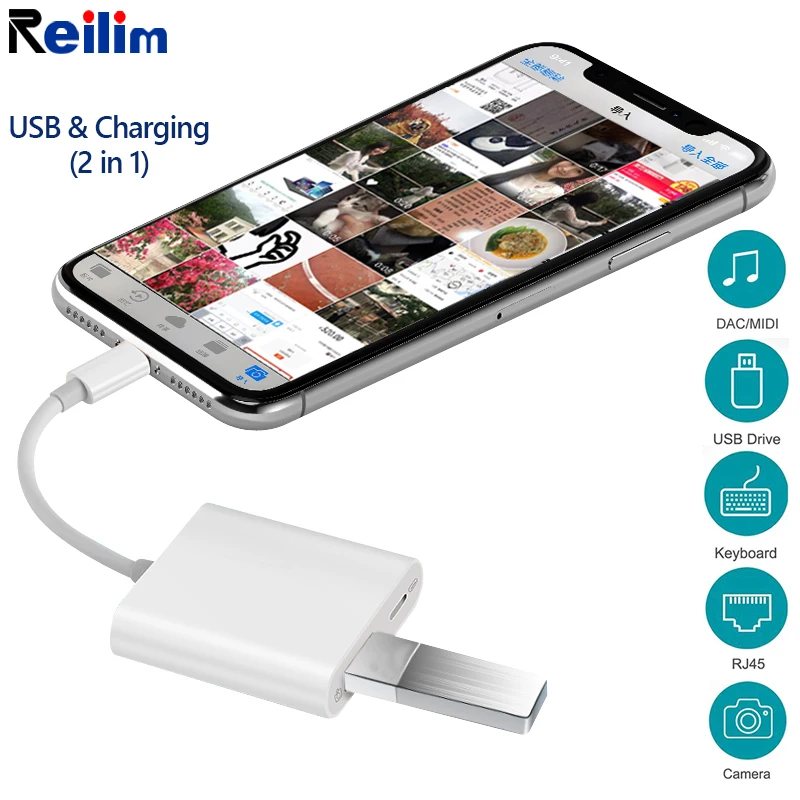 Reilim OTG adapter for Apple to USB Camera Reader Adapter