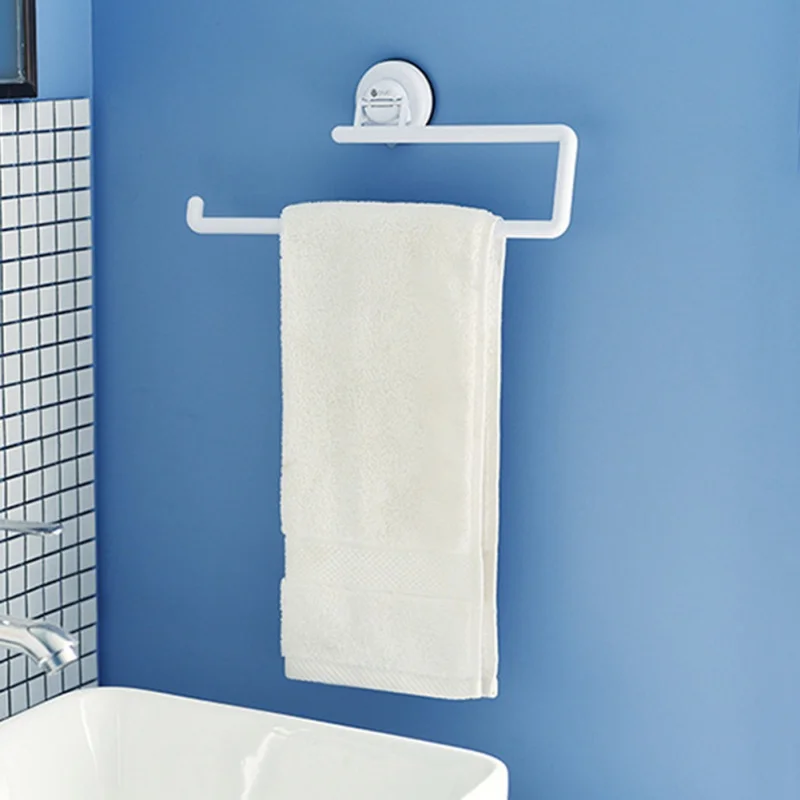 Home Accessories Storage Holder Vacuum Sucker Paper Towel Rack Adhesive Bathroom Towel Shelf Wall Hanging Roll Paper Racks
