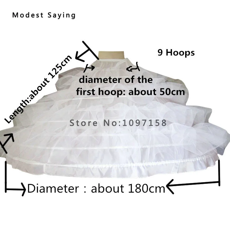 Высокое качество 9 обручей Нижняя юбка для супер большого бального платья свадебное платье свадебные платья свадебные аксессуары кринолин