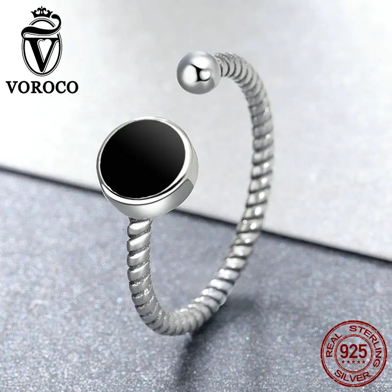 Женское Обручальное Кольцо VOROCO черное Винтажное кольцо из стерлингового серебра