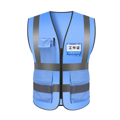 Blue-pocket Новинка, хит, унисекс, L, XL, XXL, светоотражающий жилет, рабочая одежда, обеспечивает высокую видимость, день, ночь, бег Предупреждение, Детский защитный жилет - Цвет: Blue-pocket