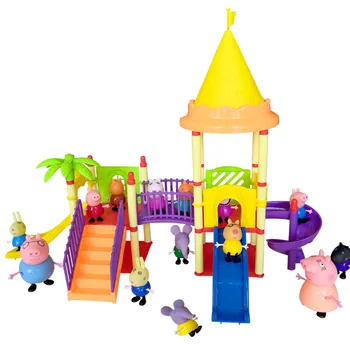 

toys Series of Amusement park Toys PVC Action Figures Family Member peppa pig Toy Baby Kid Birthday Gift