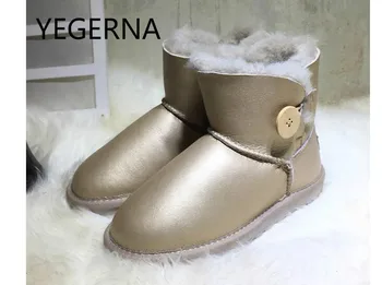 

100% Genuine Sheepskin Leather Women Boots New Fashion Snow Boots Real Fur Classic Waterproof Winter Shoes for Women