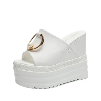 

women sandals wedges body increases 11cm slippers summer high heels lady casual peep toe sandalias holiday Beach shoe