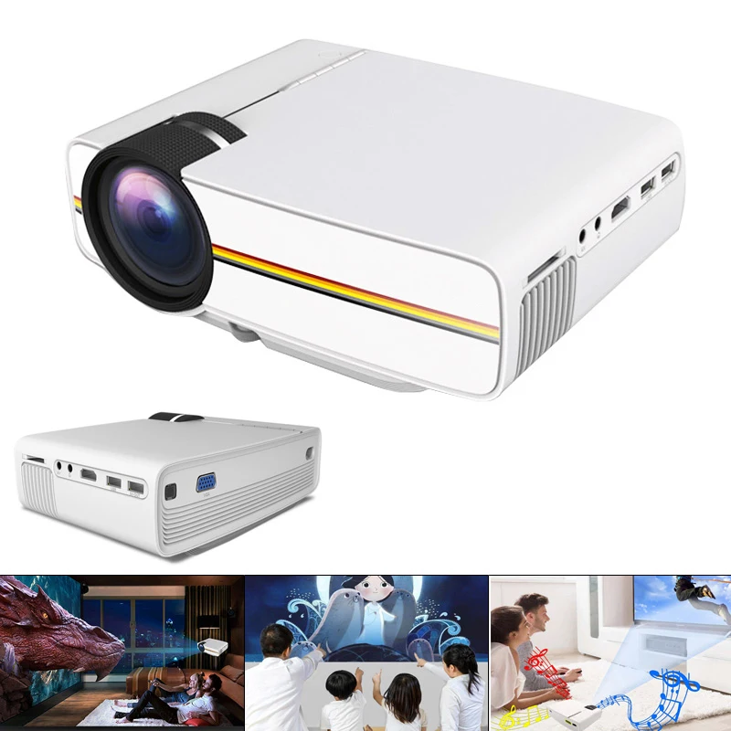

YG400 HD Mini LED Pocket Projector 1800 Lumen 1080 P Portable Homehold Projector with Built-in Loudspeaker HDMI VGA Projector