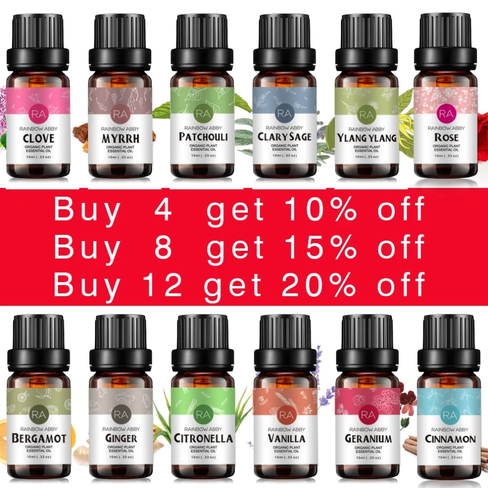 100 Natural Aromatherapy Fragrance Essential Oil Rosemary Geranium Eucalyptus Ylang Relax