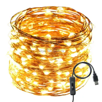 

1/2/4pcs String Lights USB Switch 20M 200LED Waterproof Copper Wire Warm White Christmas Holiday Indoor Party Lights