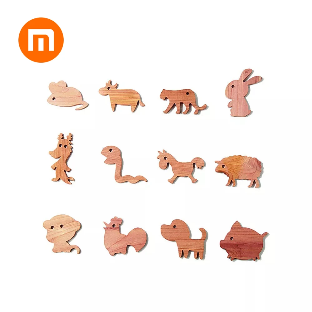 

Genuine Xiaomi Zhiling 12 stk Wooden Ornament Kinesisk Zodiac Original Farge Rod Cliff Cypress Hjem Hengende Dekorasjoner