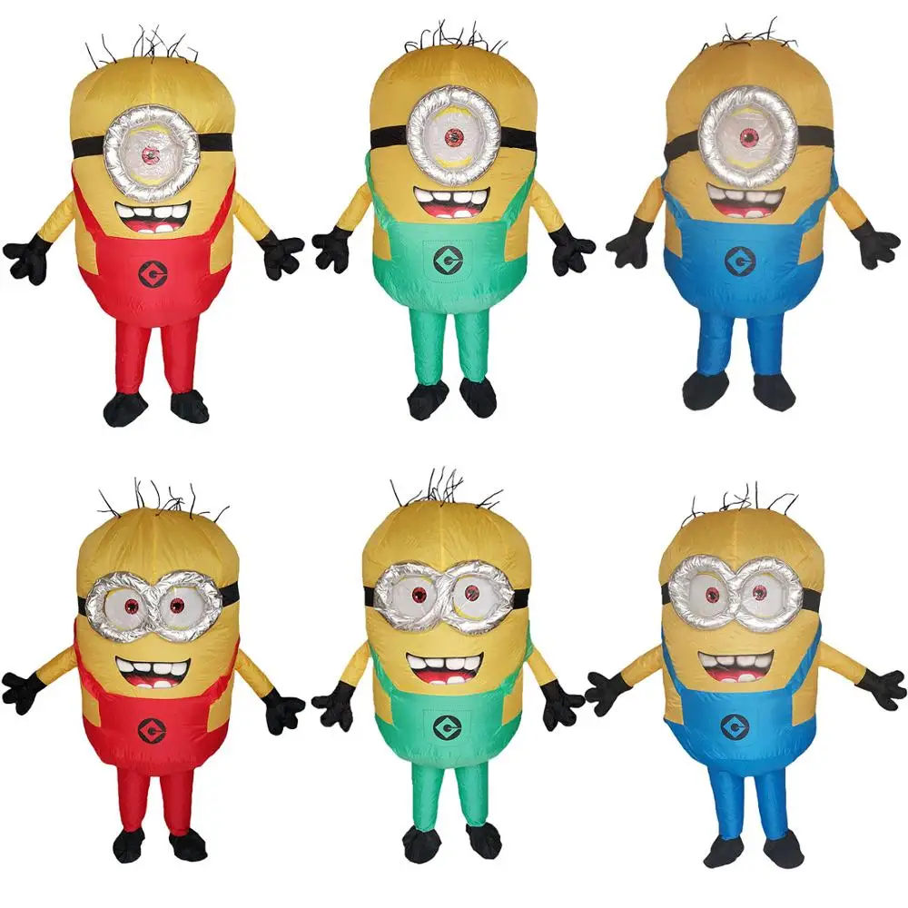 Ceny Kobiety mężczyźni nadmuchiwane Minion kostium impreza z okazji halloween strój maskotka wysadzić garnitur karnawał cosplay przebranie czerwony zielony niebieski
