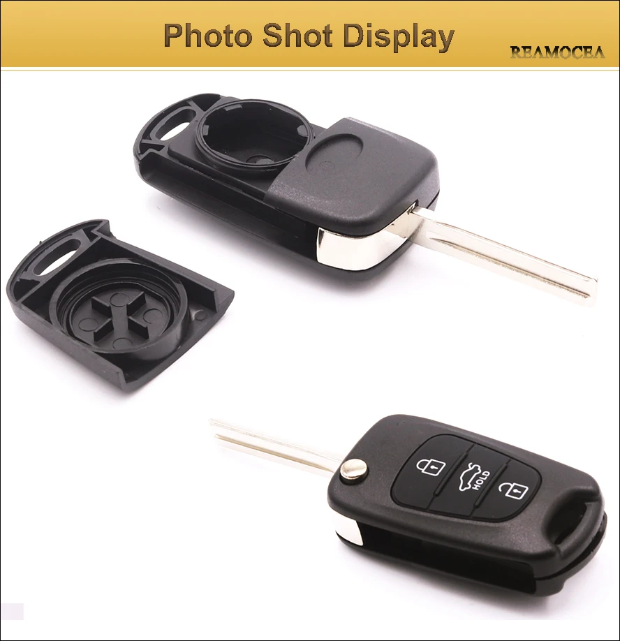 Reamocea 3 Buttons Car Flip Key Case Cover Auto Remote Control Keyless Entry Fob Shell S161C For KIA Rondo Sportage Soul Rio  (14)