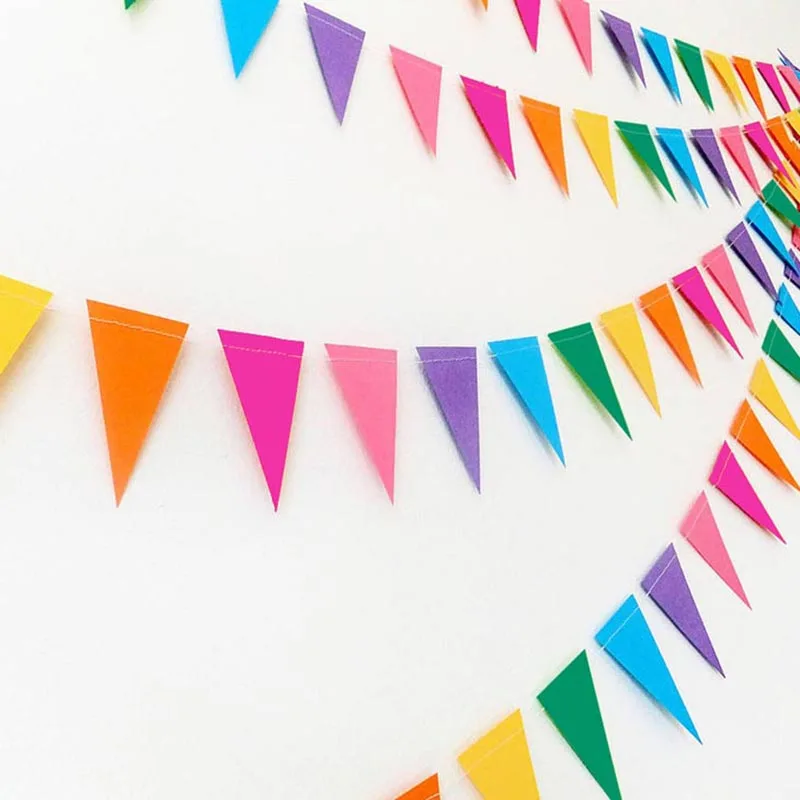 

4meter Colorful Paper Flag Banner&Flags Backdrop Hanging Garland Bunting Banner Birthday Wedding Decoration Event Party Supplies
