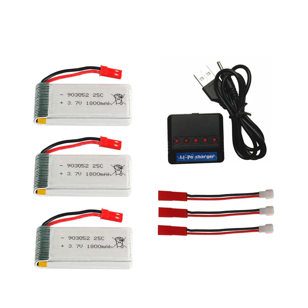 3,7 v 1800mAh литий-полимерный Батарея для KY601S SYMA X5 X5S X5C X5SC X5SH X5SW X5UW X5HW M18 H5P HQ898 H11D H11C дрона с дистанционным управлением запасные части - Цвет: 3pcs jst