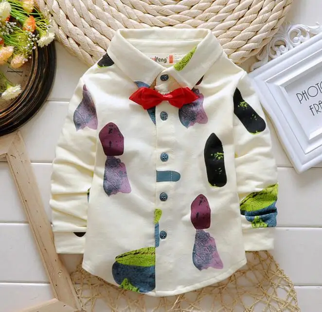 2017 Baby Boy Spring Cotton Printing Floral Shirts Children Long Sleeved Blouses Tops Kids Long