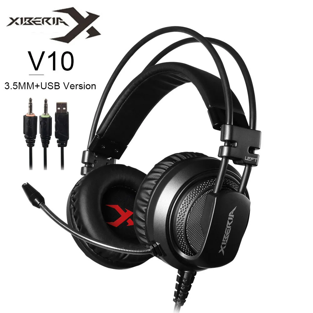 XIBERIA V10 PC Gamer Gaming Headset Casque with Microphone LED Lights Stereo Heavy Bass Game Headphones for Computer Game (1)