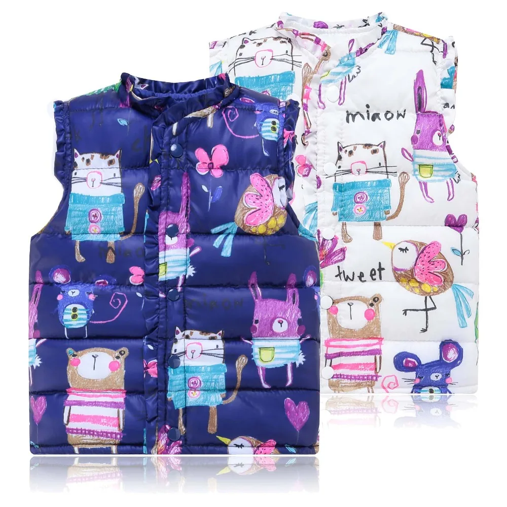 

6-Style Autumn&Winter Sweet Floral Children's Girls Jackets Cotton Warm Kids Vest For Girl Waistcoat Children Outerwear Clothing