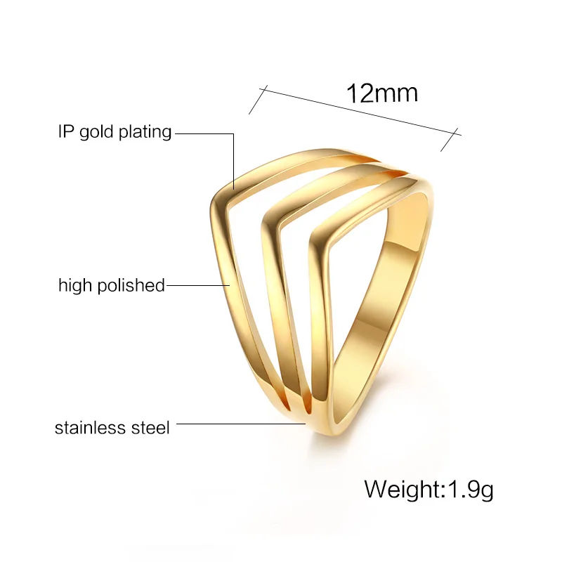 Meaeguet шеврон дизайн форма 3V кольцо для женщин Титан Сталь обручальные кольца Bague Мода Письмо ювелирные изделия - Цвет основного камня: R240G