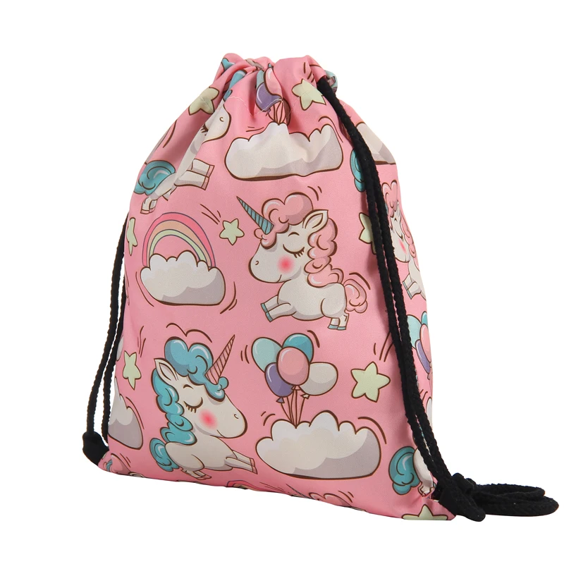 3D Printing Pink Unicorn Drawstring Bag And Cosmestic Bag -Unicorn Fashion