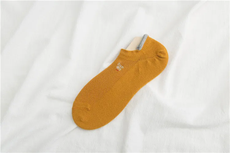 Мужские носки в стиле Харадзюку, одноцветные, модные, хлопковые, по щиколотку, 1 пара, дышащие, в сеточку - Color: CH6011-Sunday