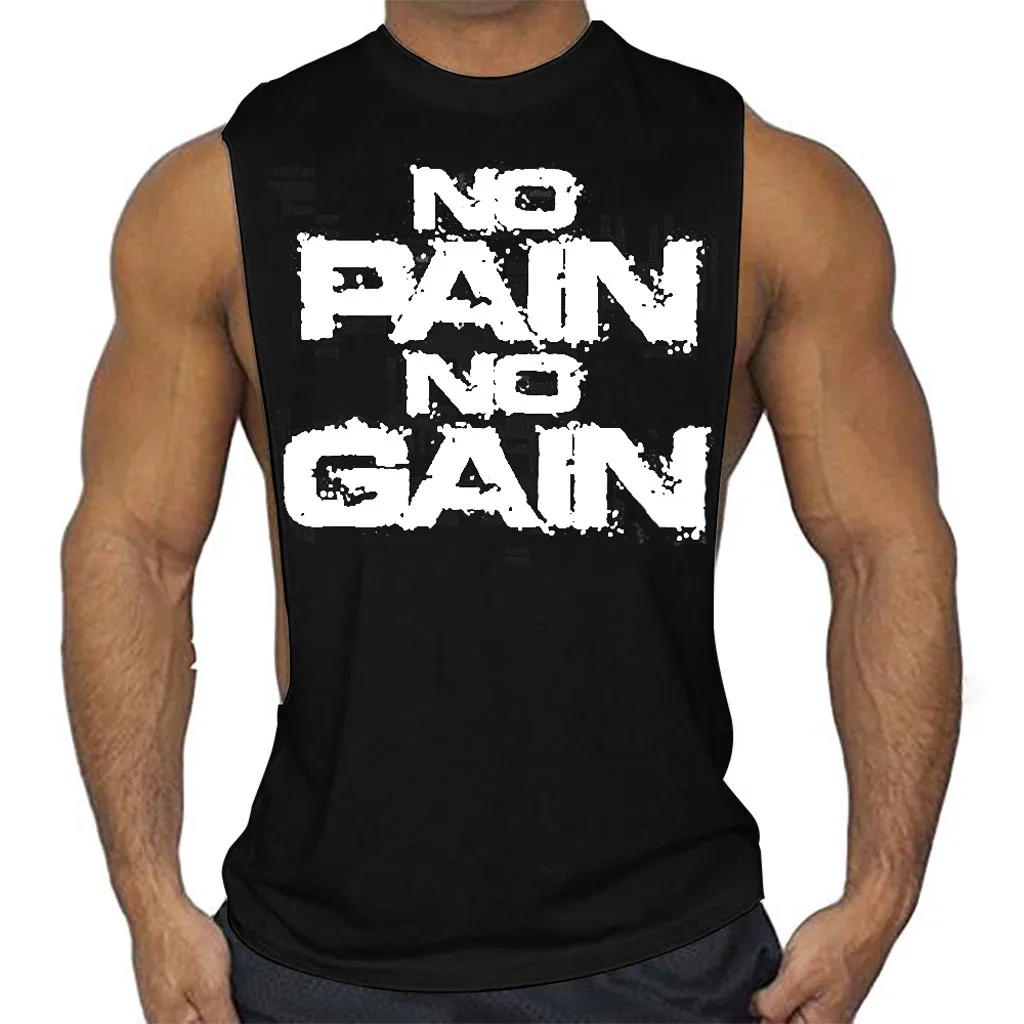 

Gym Tank Top Men Vest Boys Stringer Sexy Slim fit Letter Summer Sports Men's Clothing Fitness Bodybuilding Shirts Undershirt