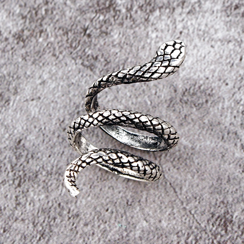 

1Pcs European Personality Vintage Silver Snake-shaped Index Finger Ring Punk Wind Cool Opening Adjustable Ring Jewelry R158-2