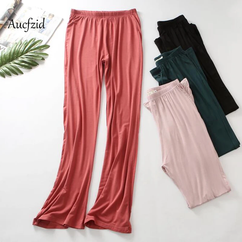 

Aucfzid Summer Modal Wide Leg Pants Women Oversize High Waist Trousers Spring Elastic Pants Casual Black Pants A200