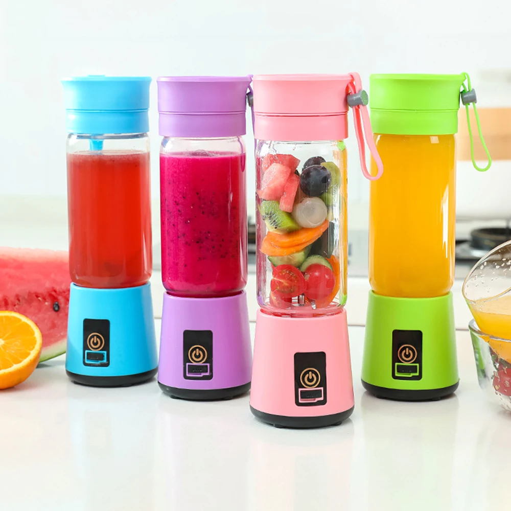 

Mini Portable Juice Cup Rechargeable USB Electric Fruit Juicer Handheld Smoothie Maker Blender Stirring With 6 Blades 3.7V 380ml