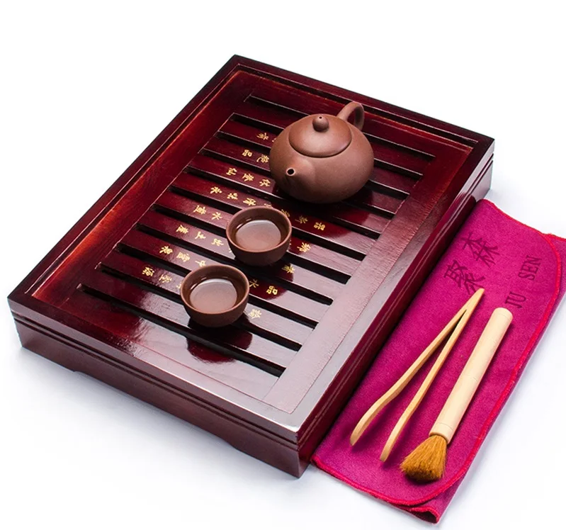 Китайский Чай лоток& из фиолетовой глины под Чай для крышек кастрюль и 2 Чай чашки Керамика Чай инструмент Чай церемонии китайский чайный набор кунг-фу A031