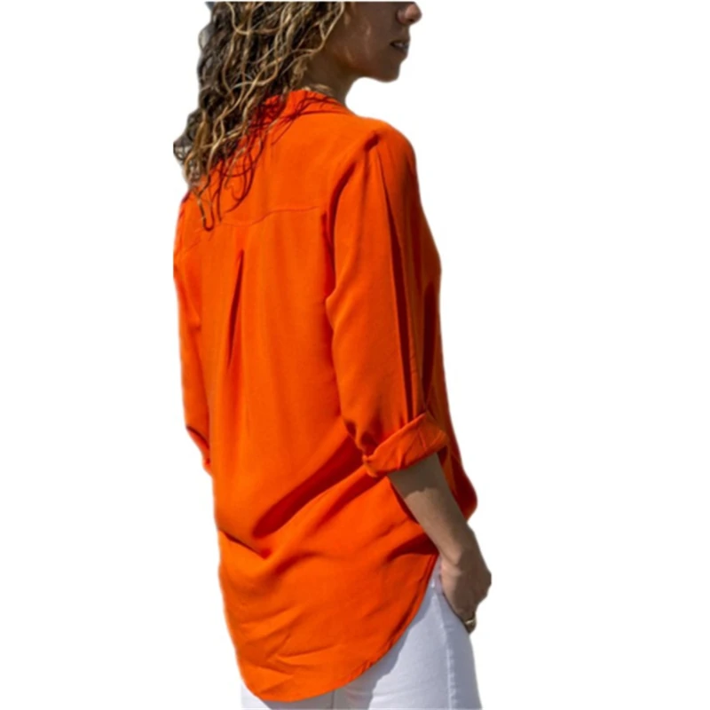  Work Wear White Blouse Tops Plus Size Long Sleeve V-Neck Formal Elegant Ladies Shirts 2019 Autumn C