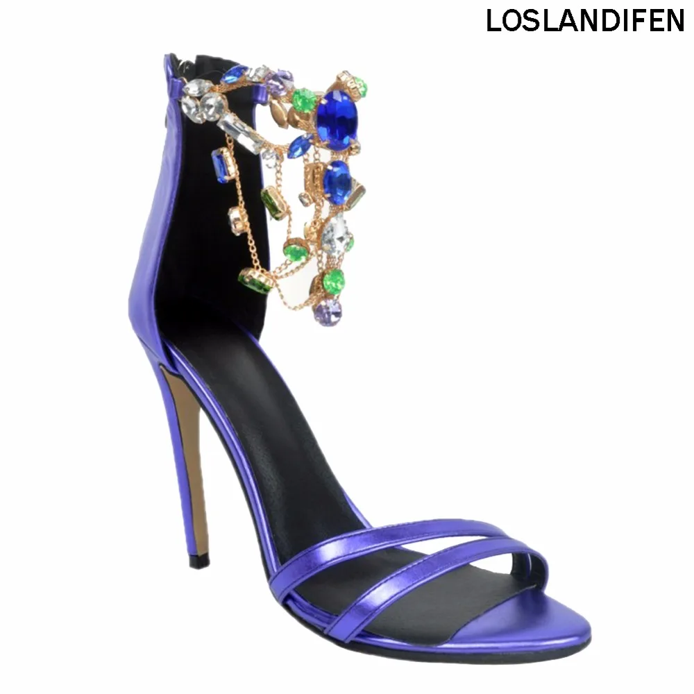 

Womens Fashion Handmade Open-toe Rhinstone Deco High Heel Party Dress Sandals Beach Summer Shoes XD141
