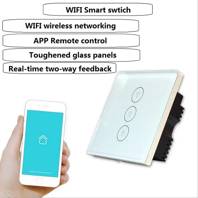 Wifi Smart Touch Switch Remote Control Waterproof Tempered Gl Wifi Smart Touch Switch Remote Control Waterproof Tempered Gl Three Way Panel