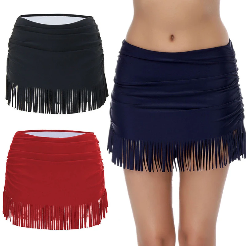 2019 Summer Beachwear Bathing Suit Swim Wear Mini Skirt Womens Beach Tassel Cover Up Skirt Ladies Swimming Trunks With Skirts
