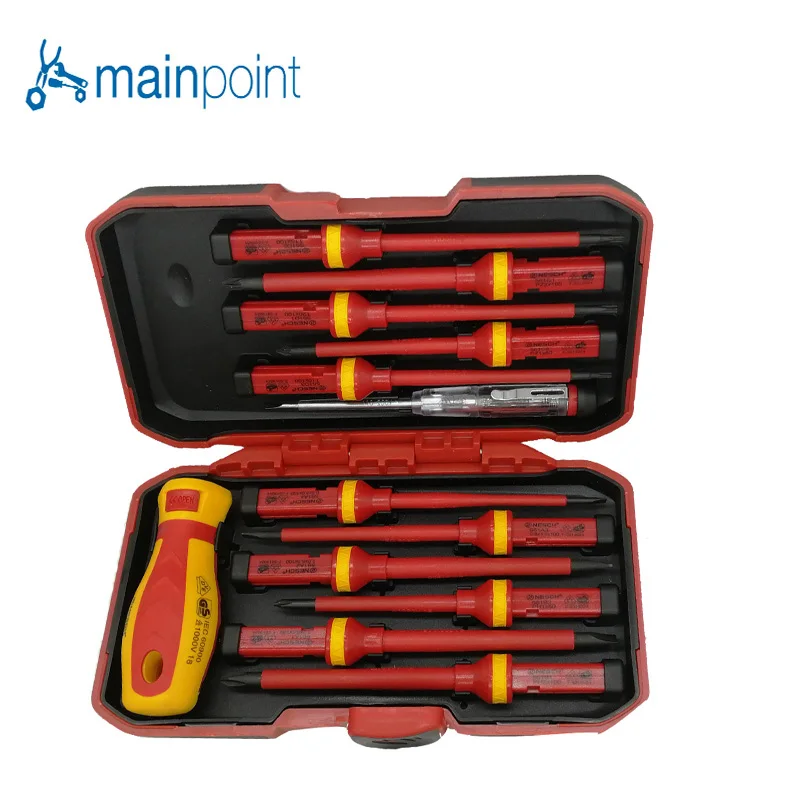 

13 Pieces VDE Insulated Screwdriver Set Chrome Vanadium Seel Electrician Screwdriver With Insulated Plastic Handle Magnetic Bits