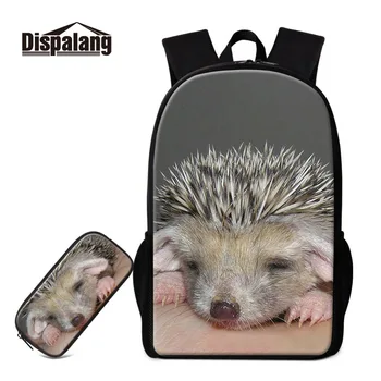 

Dispalang Hedgehog Print 2Pcs/set School Backpacks Large Schoolbag for Teenager Girl Boys Pencil Bag Moclila Shoulder Book Bag