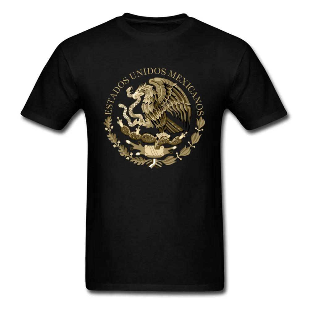 Mexico flag seal in sepia Top T-shirts 2018 New Short Sleeve Classic Cotton Fabric Crewneck Men T Shirt Tops Shirts Lovers Day Mexico flag seal in sepia black