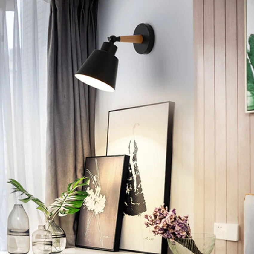Modern 7 Color Macaron LED Wood Wall Lamp Living Room Corridor Aisle Bedside Bedroom Office Cafe Bar Decor Wall Light Luminaire
