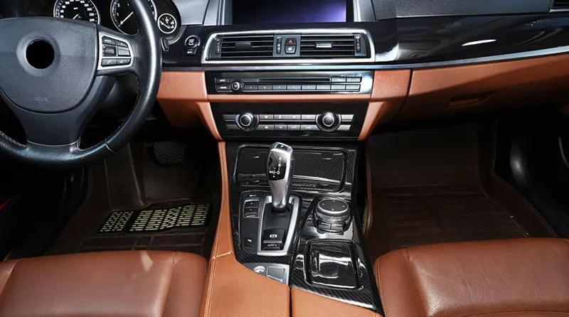 Углеродного волокна для BMW 5 серии F10 2011- 520li 525li 530li АБС Центр панель переключения передачи Панель крышка отделка автомобильные аксессуары