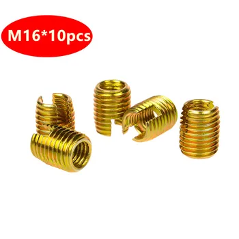 

10pcs M16 Self Tapping Thread Insert Screw Bushing, M16*2*22mm 302 Slotted Type Wire Thread Repair Insert Steel with Zinc