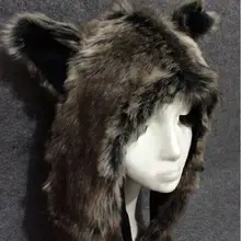 Зимняя женская шапка из искусственного кроличьего меха, мужская шапка Skullies Beanie, шапка с ушками в виде животных, теплая плюшевая шапка с длинным шарфом, варежки, перчатки