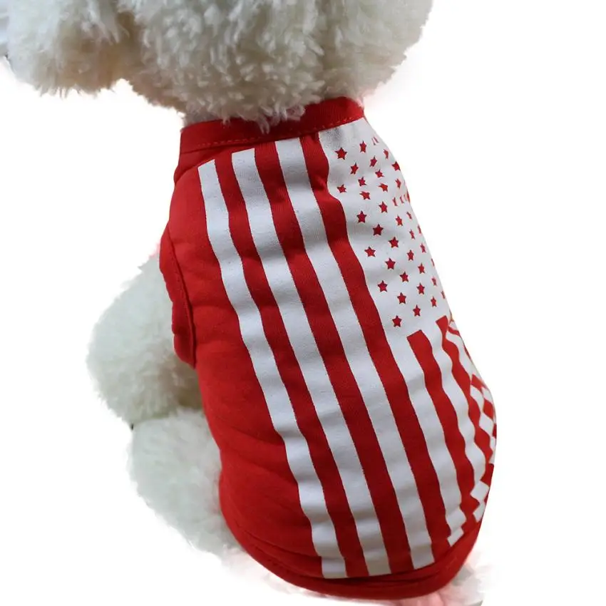 Квалифицированная хлопковая собачка жилет Американский флаг Милая одежда для питомца маленький щенок костюм летняя одежда 3 размера 2JU30
