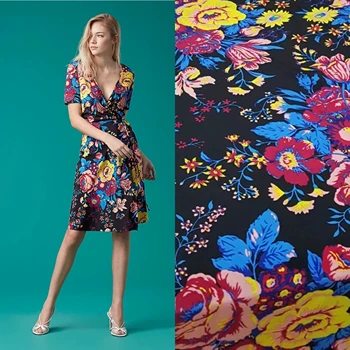 

The wide 140cm 18Mm true silk double flower fashion dress designer fabric