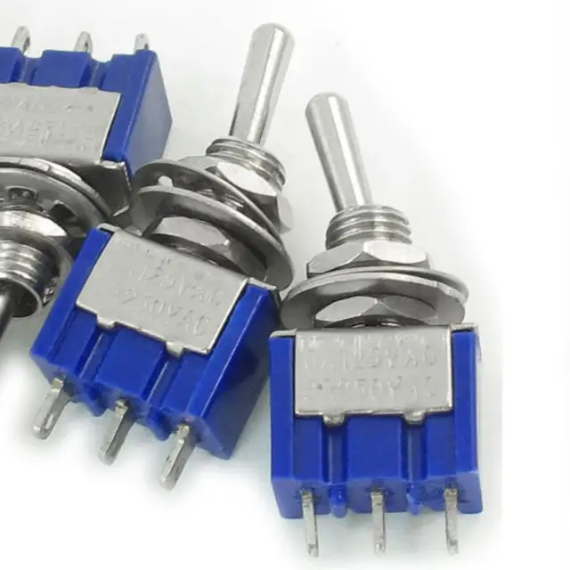 5pcs/set Toggle Switch AC 2 Position 3 Terminals ON/OFF SPDT Dark Blue 6mm