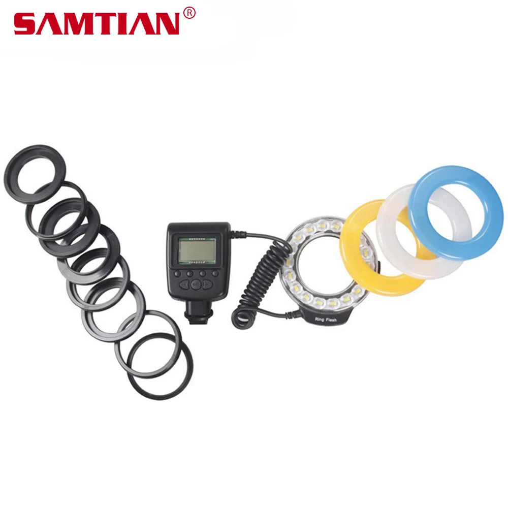 

SAMTIAN Professional 18 PCS LED Macro Ring Flash Light RF-600E For Sony With LCD display (old interface,not HDMI ) DSLR Cameras