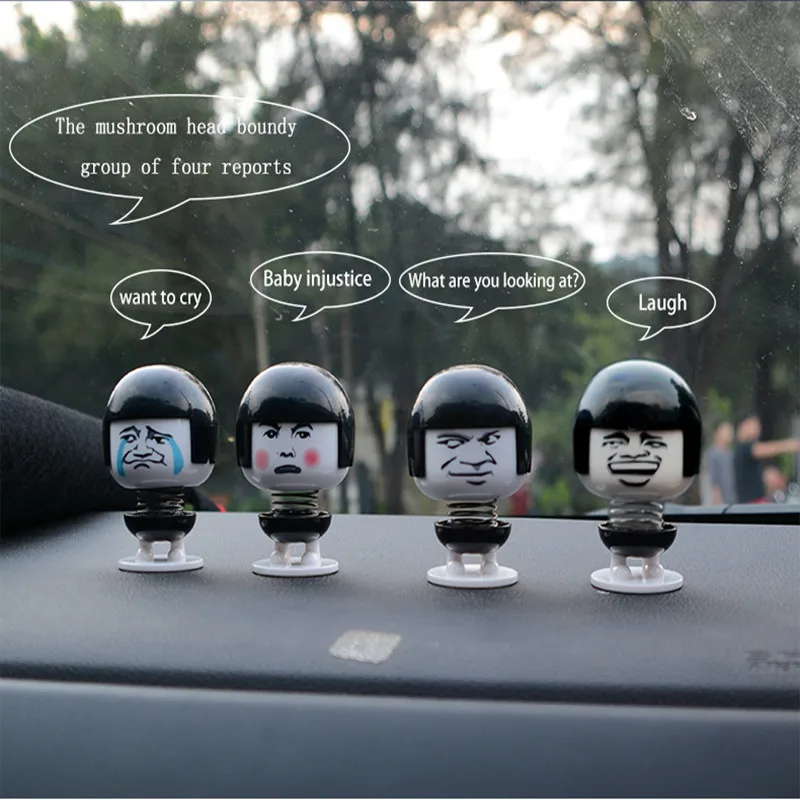 

Cartoon Plastic Shaking Head Toys Car OrnamentsCute Cartoon Funny Emoji Wobble Head Robot Lovely Dashboard Decor Accessories