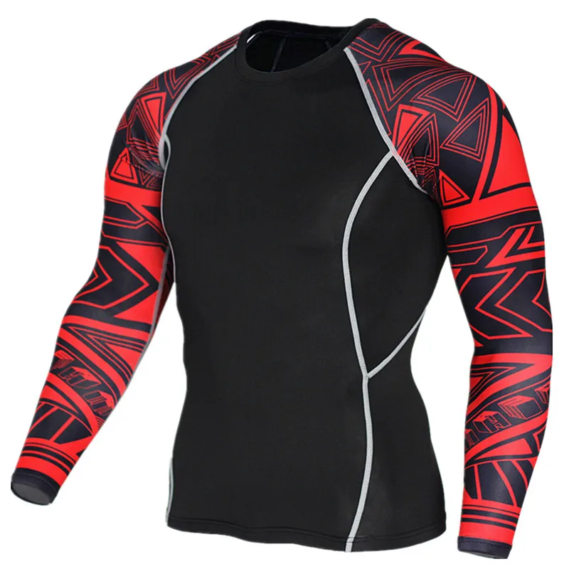 Спортивные Компрессионные футболки для бега, мужские футболки с длинным рукавом для занятий фитнесом и фитнесом, облегающие футболки для пробежек, Мужская быстросохнущая спортивная одежда